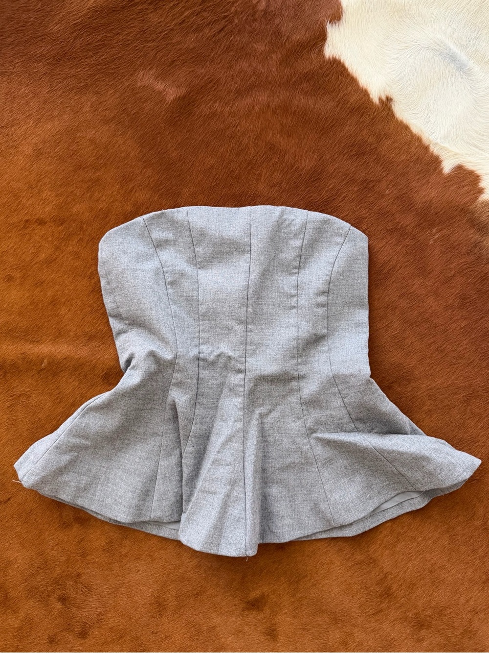Zara gray strapless peplum corset top size XS